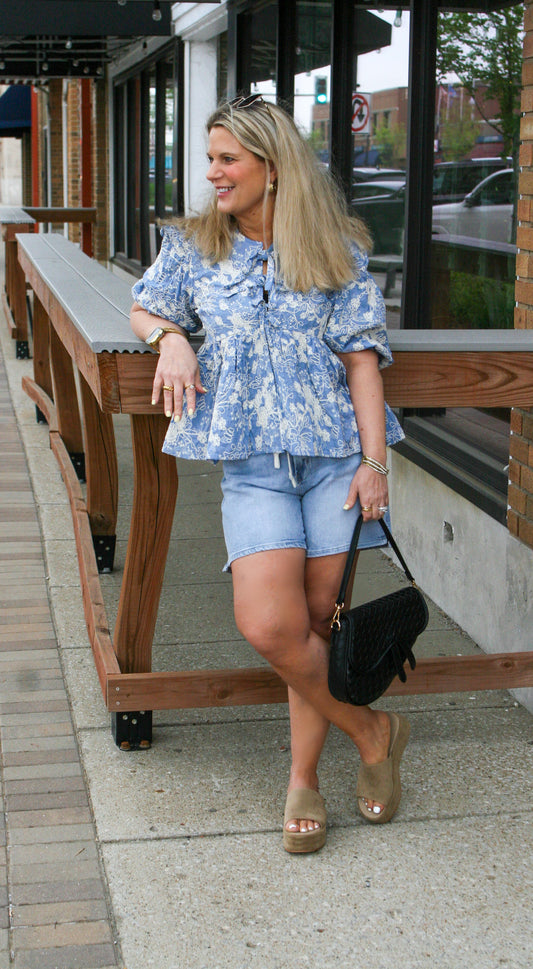 Camie Floral BabyDoll Front Tie Top
