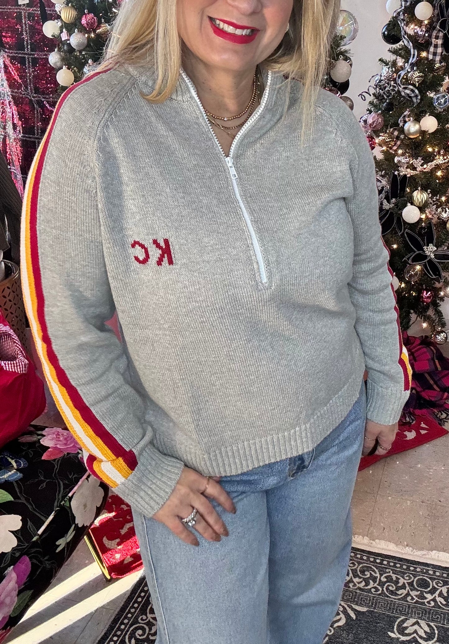 CUSTOM Chiefs 1/2 Zip Knit Sweater