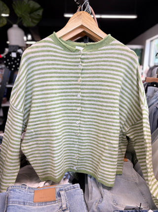 Abby Rose Mini Striped Matcha Piper Cardigan