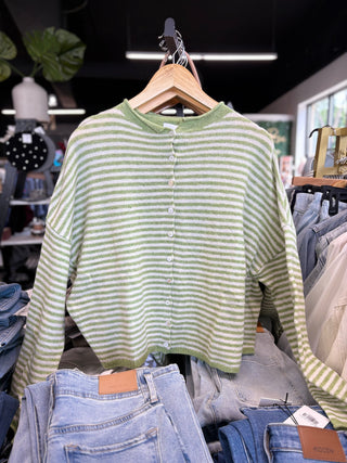 Abby Rose Mini Striped Matcha Piper Cardigan