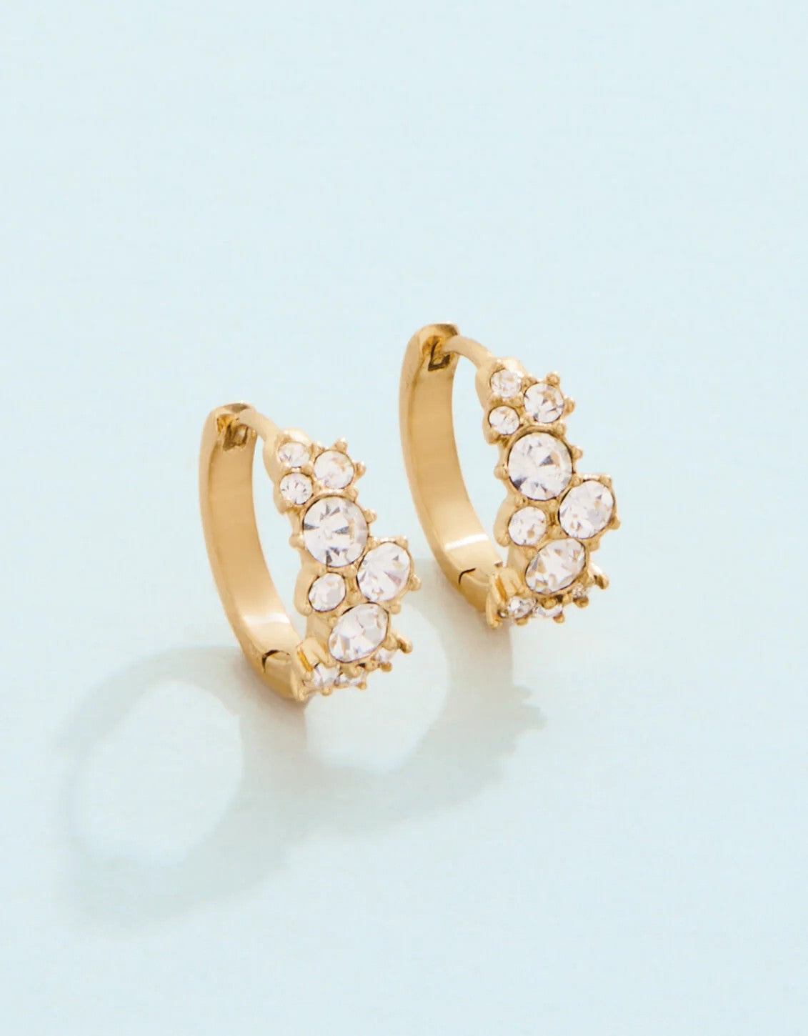 Small gold hoop earrings with clustered clear crystals – Erin Rose Boutique