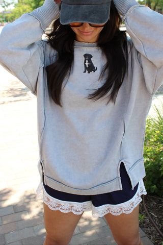 The Zoey Cut Out Crewneck Flag Sweatshirt