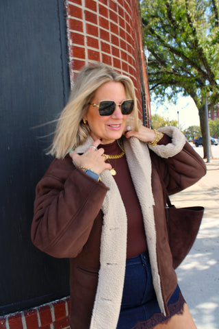 Kala Oversized Suede Shearling Jacket