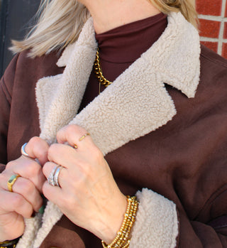 Kala Oversized Suede Shearling Jacket
