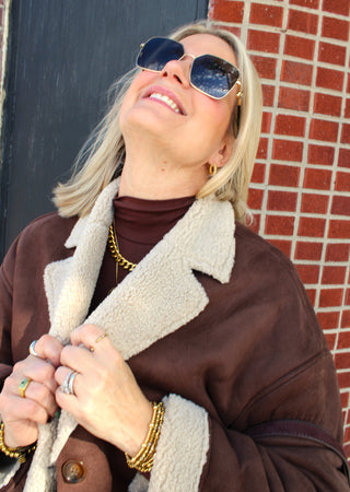 Kala Oversized Suede Shearling Jacket