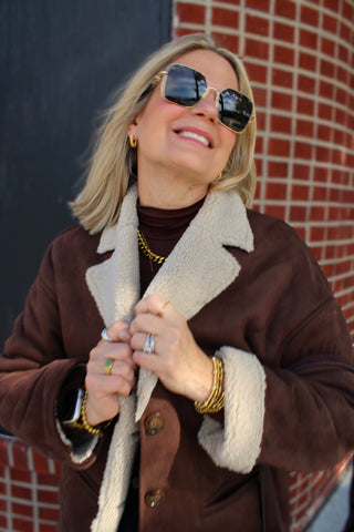 Kala Oversized Suede Shearling Jacket