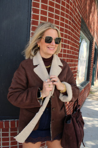 Kala Oversized Suede Shearling Jacket