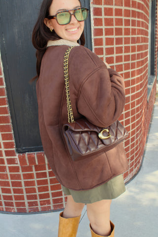 Kala Oversized Suede Shearling Jacket