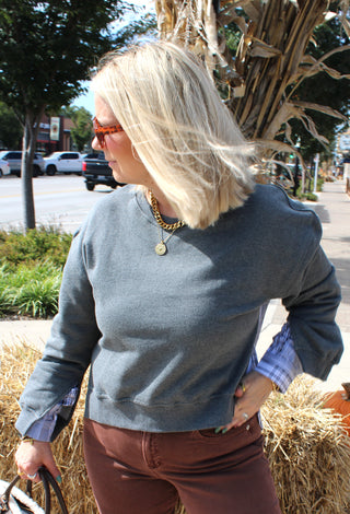 Mollie Plaid Two Tone Top