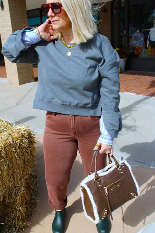 Mollie Plaid Two Tone Top