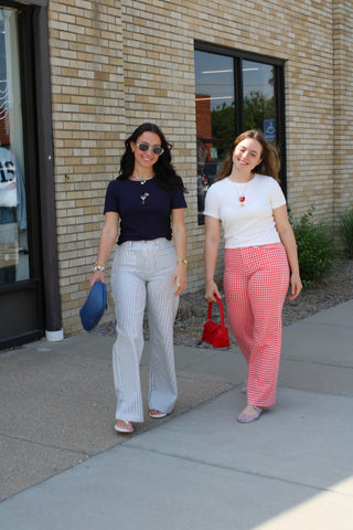 JBD Striped Mini Patch Pocket Jeans