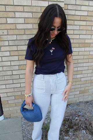 JBD Striped Mini Patch Pocket Jeans