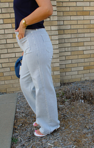 JBD Striped Mini Patch Pocket Jeans