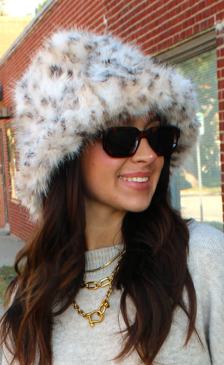 Faux Fur Leopard Bucket Hat
