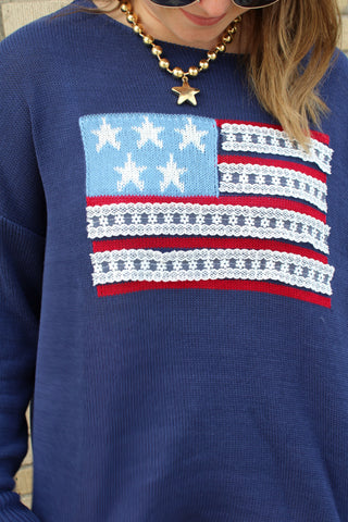 USA Flag Crew Neck Sweater