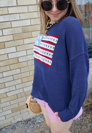 USA Flag Crew Neck Sweater