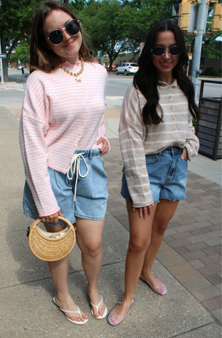 Abby Rose Mini Stripe Baby Pink Piper Cardigan