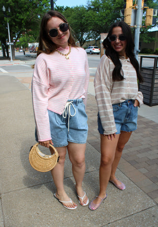 Abby Rose Mini Stripe Baby Pink Piper Cardigan