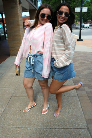 Abby Rose Mini Stripe Baby Pink Piper Cardigan