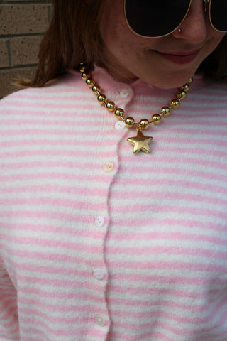 Abby Rose Mini Stripe Baby Pink Piper Cardigan