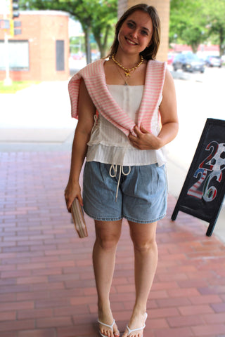 Abby Rose Mini Stripe Baby Pink Piper Cardigan
