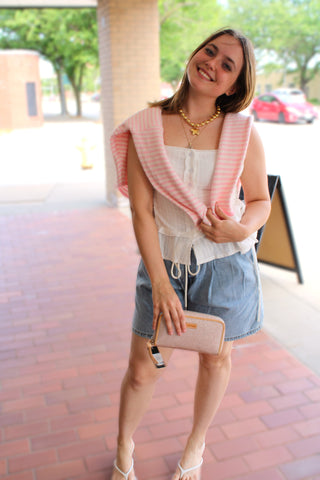 Abby Rose Mini Stripe Baby Pink Piper Cardigan