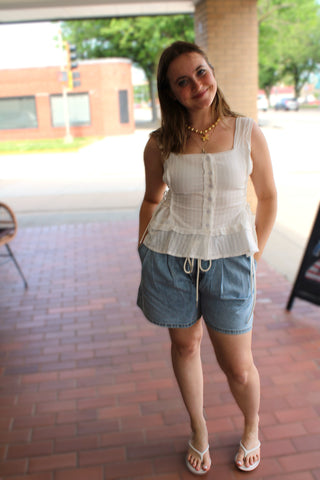 Jazi Lace-Up Peplum Top