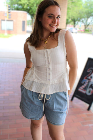 Jazi Lace-Up Peplum Top