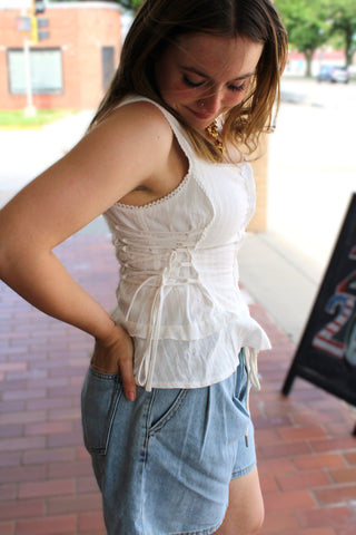 Jazi Lace-Up Peplum Top