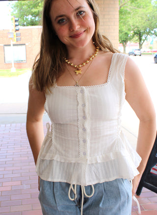 Jazi Lace-Up Peplum Top