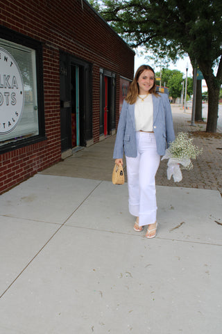 Quinn Blue Gingham Blazer