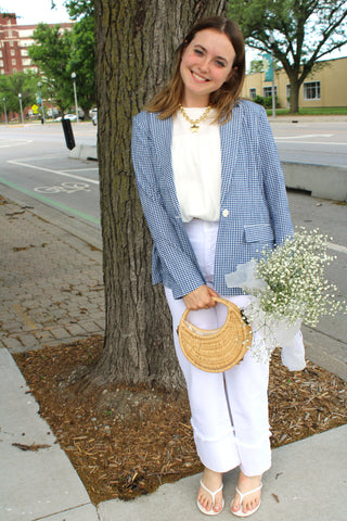 Quinn Blue Gingham Blazer