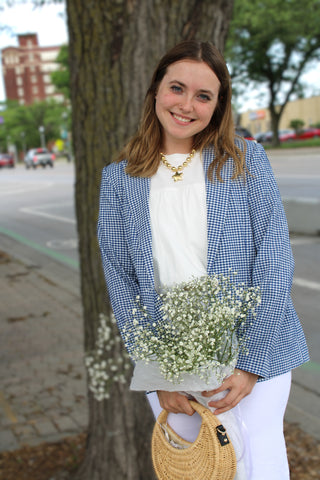 Quinn Blue Gingham Blazer