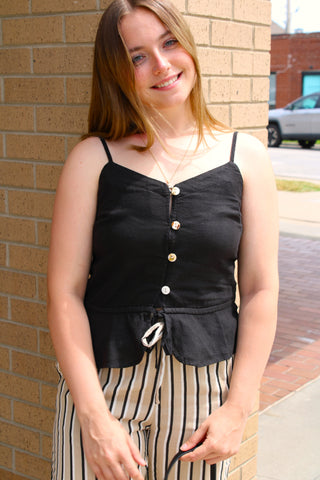 Carlie Linen Button Tank