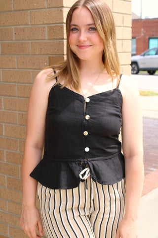 Carlie Linen Button Tank