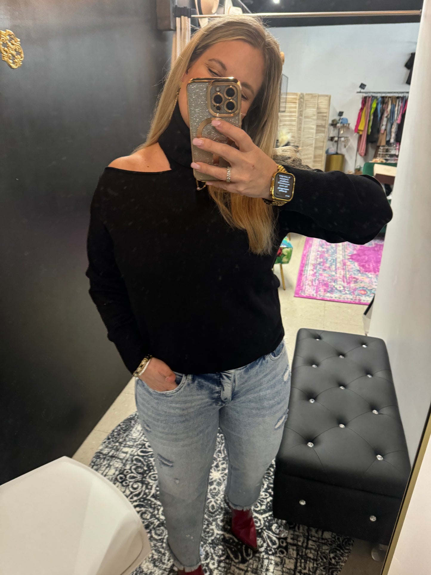 Cut Out Shoulder Sweater