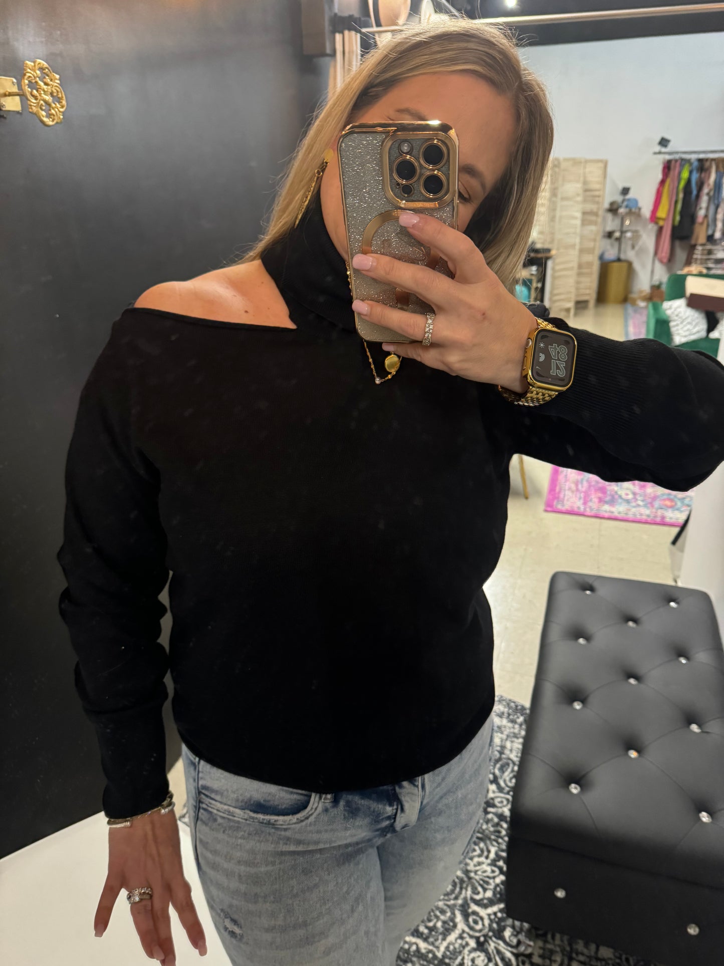 Cut out shoulder sweater