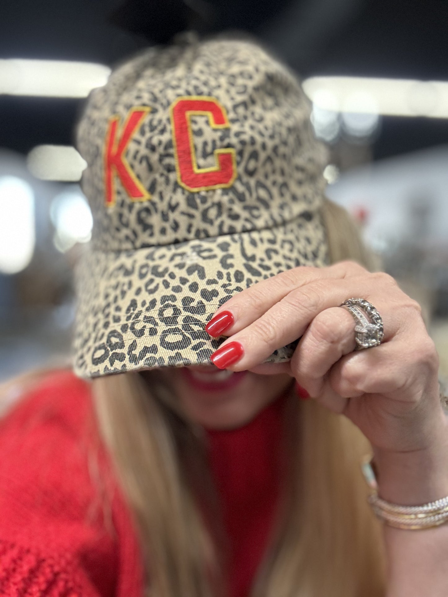 KC Leopard Distressed Cotton Baseball Cap