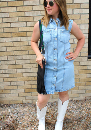 Brady Braided Detail Denim Dress