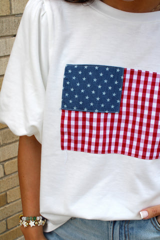 Usa Flag Balloon Slv Top