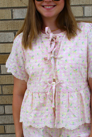 Carmin Floral Gingham Top