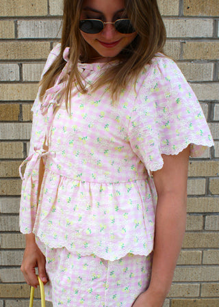 Carmin Floral Gingham Top