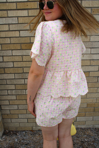 Carmin Floral Gingham Shorts