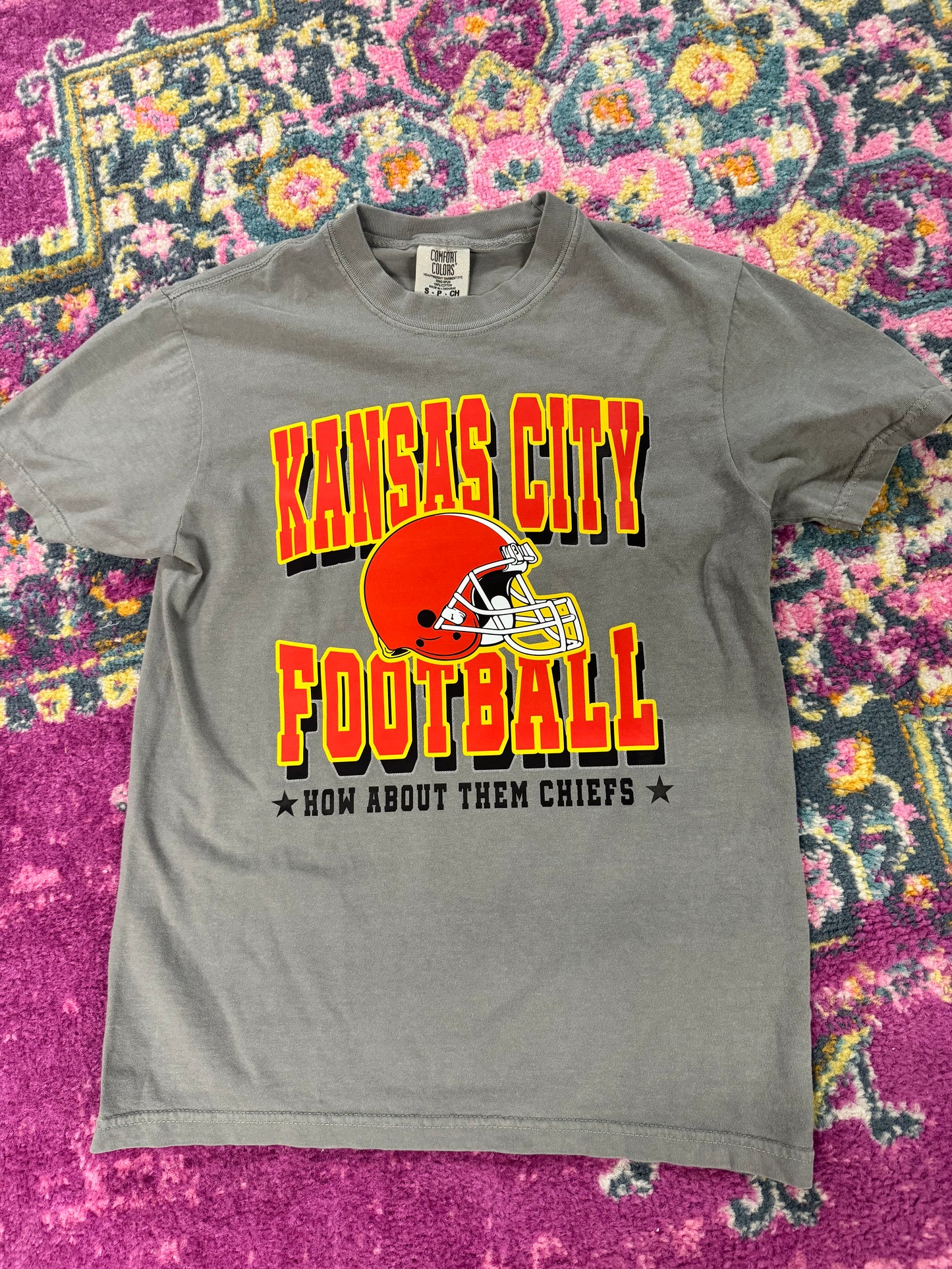 KC Football -How About Them Chiefs - Charcoal Tee