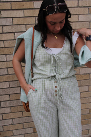 Simply Sage Seersucker Plaid Lounge Pants