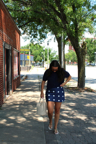 Charlie Polka Dot Mini Satin Skirt