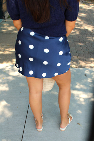 Charlie Polka Dot Mini Satin Skirt
