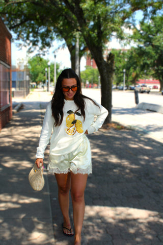 Party Please Satin Lace Shorts