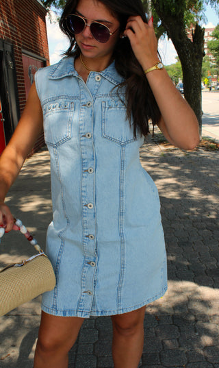 Brady Braided Detail Denim Dress