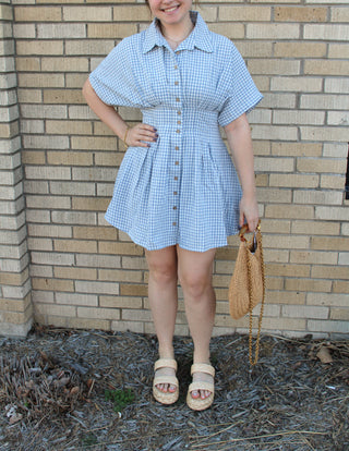 Willa Gingham Cinched Shirt Dress